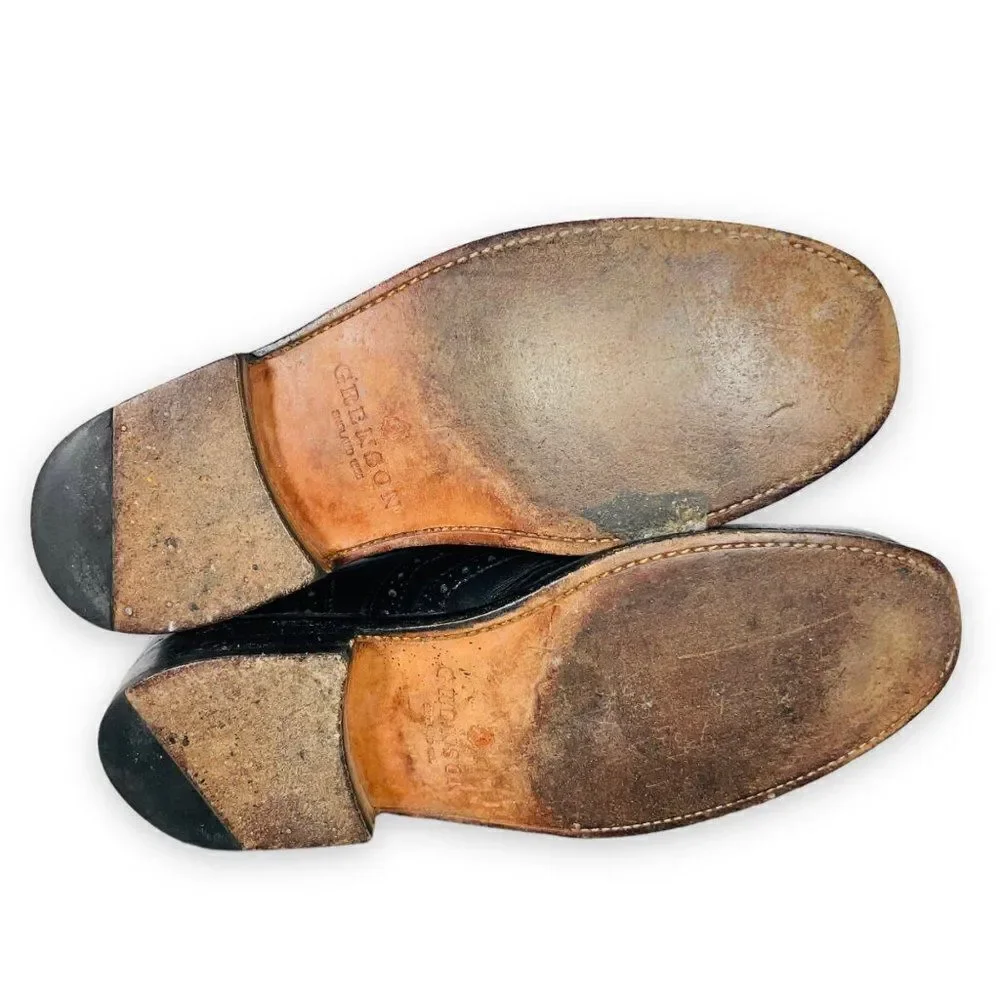 Grenson England Stanley Wingtip‎ Brogue Oxford Black Leather 5033 Men's US 9.5 G